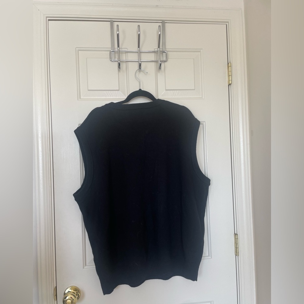Viyella 100% Merino Wool Sweater Vest Black Classic Knit V-Neck Pullover XXL - Picture 5 of 9